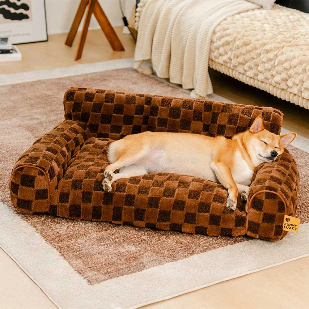 Checkered Fluffy Removable Orthopedic Dog Bolster Bed – CozyNest