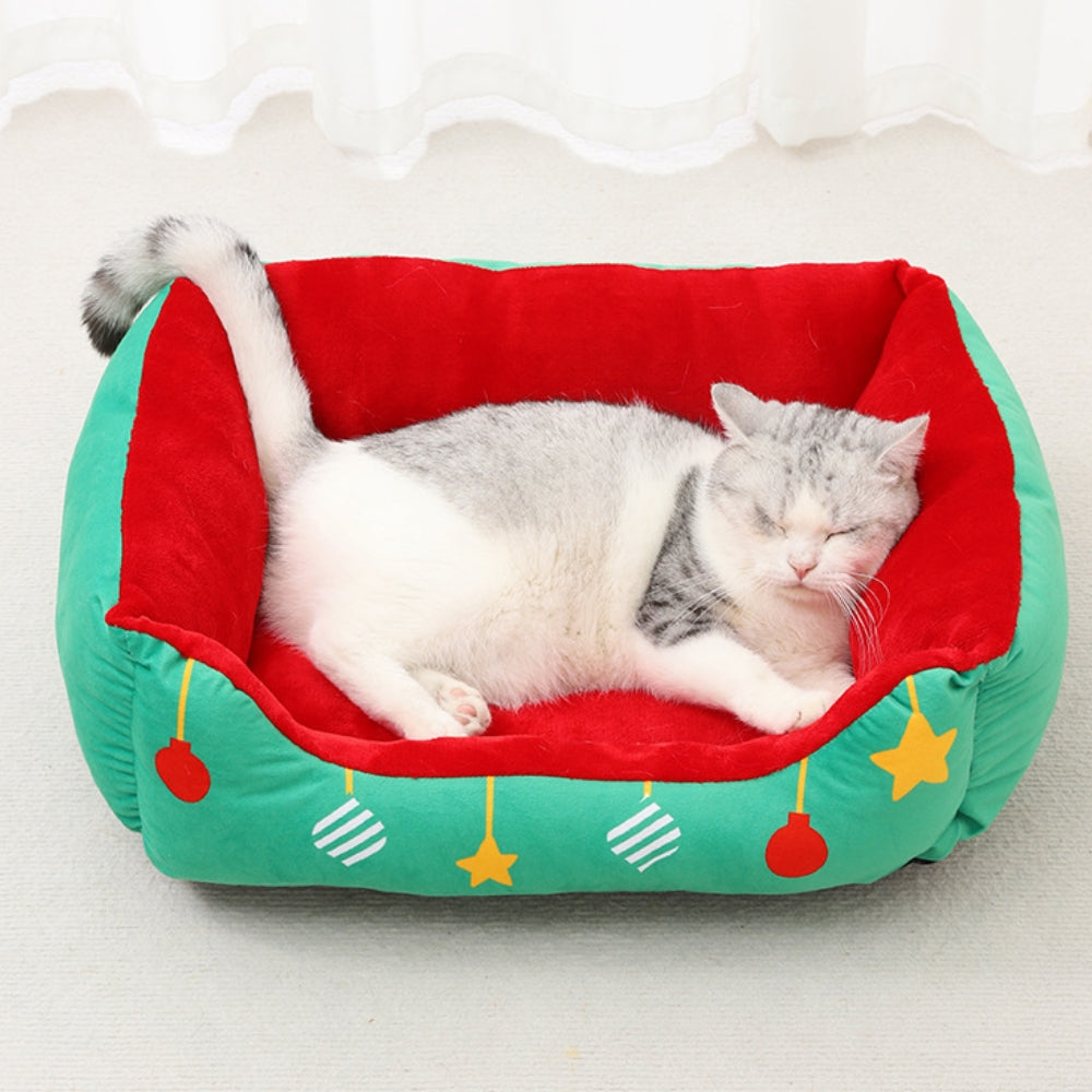 Christmas Gift Box Warm Sleeping Semi-Enclosed Cave Dog & Cat Bed